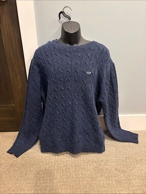 Vineyard Vines Navy Cable-Knit Crewneck Sweater